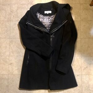 Calvin Klein Wool Insulated Pea Coat with Hood! Black, Size Small 🖤🖤🖤